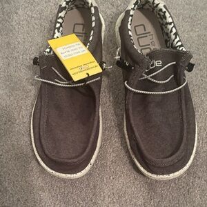 Hey Dude Men's Dark Brown Canvas Slip-On Loafers with Patterned Collar